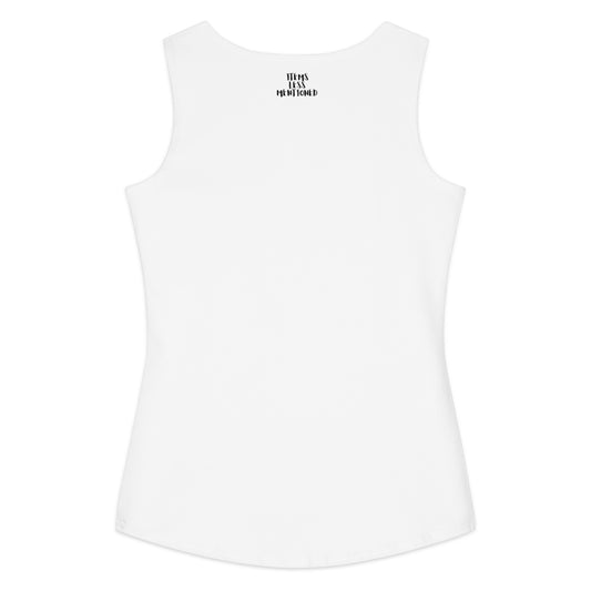 Back view of a white cotton tank top featuring the text "Don't Duck Around Tank" printed near the neckline, showcasing a simple and comfortable design for casual wear.