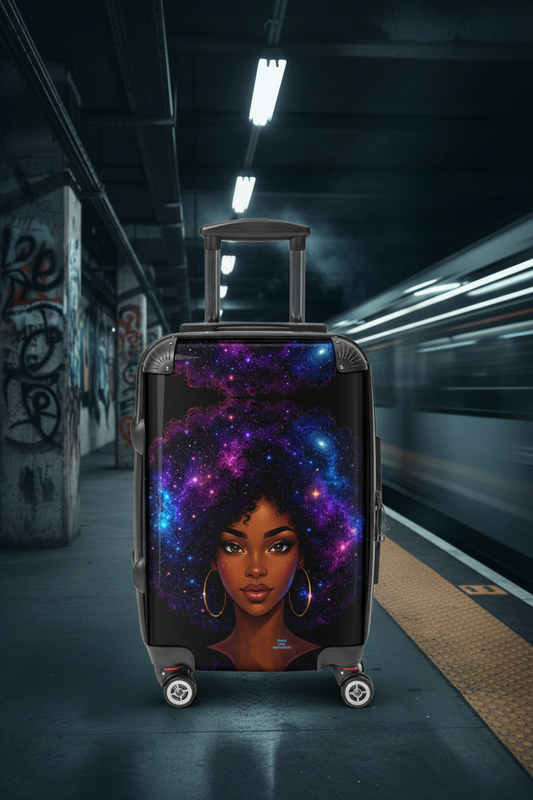 Galaxy Afro Suitcase – Tight Crop