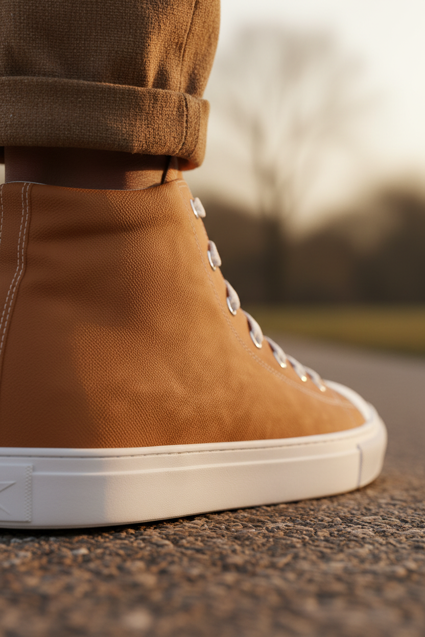 Tan Leather Look – Left Back Close-Up
