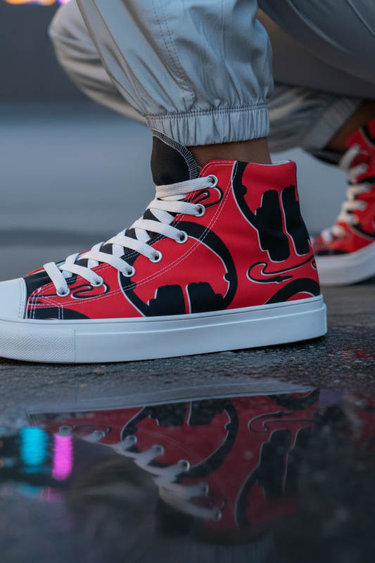 Women's High Top Canvas Shoes – Plug In – Extreme Close-Up