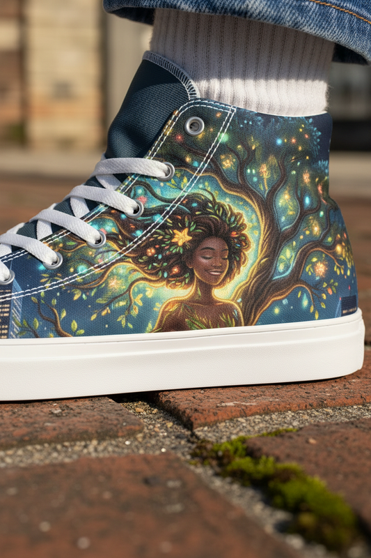 Women's High Top Canvas Shoes – Urban Roots – Extreme Close-Up