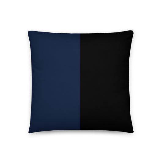Flower Hat Lady Pillow featuring a two-tone design with navy blue and black colors, ideal for adding a stylish and modern touch to home decor.