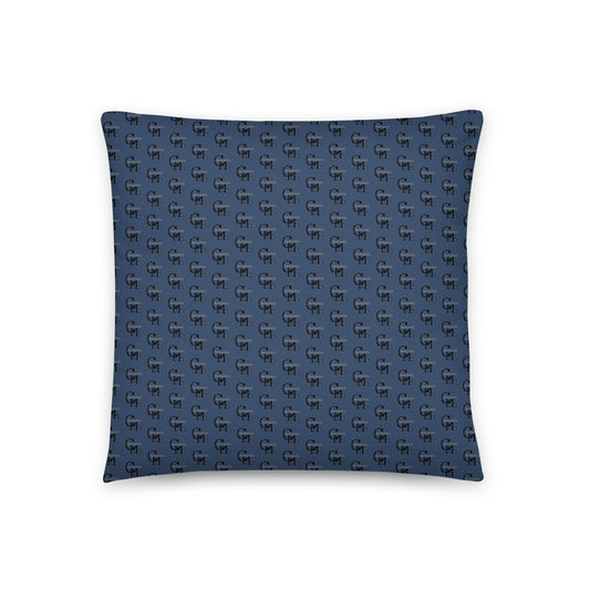 Melanin Made Blue Pillow with a deep blue background and a subtle repeating pattern, ideal for stylish home decor and melanin-rich imagery enthusiasts.