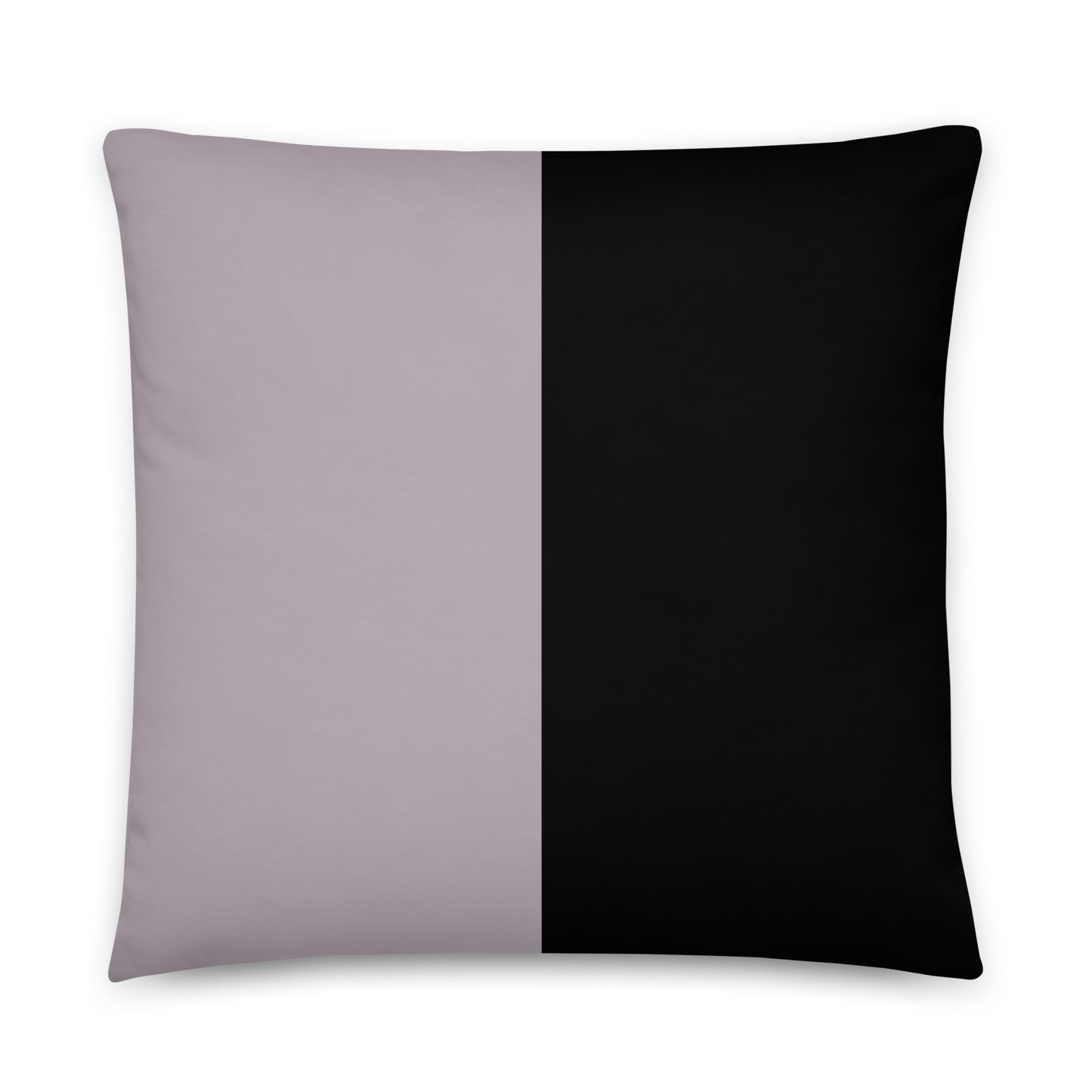 Artful Mix Pillow featuring a simple, modern design with a vertical split of muted gray and solid black colors, perfect for stylish home decor.