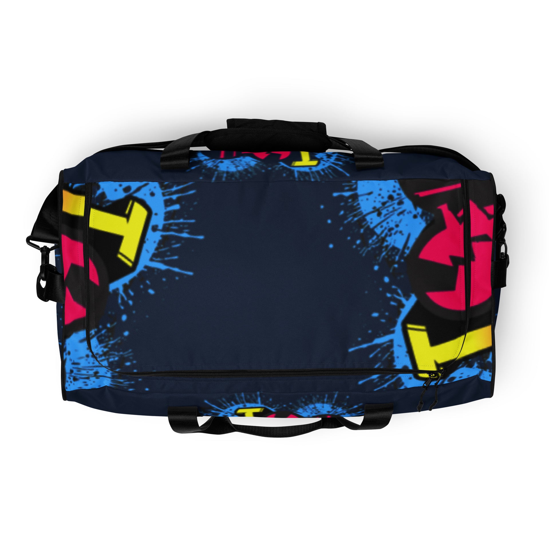 Duffle Bag – I Love Christ featuring bold, colorful faith-inspired design on a dark background, perfect for purpose-driven messaging and melanin-rich imagery lovers.