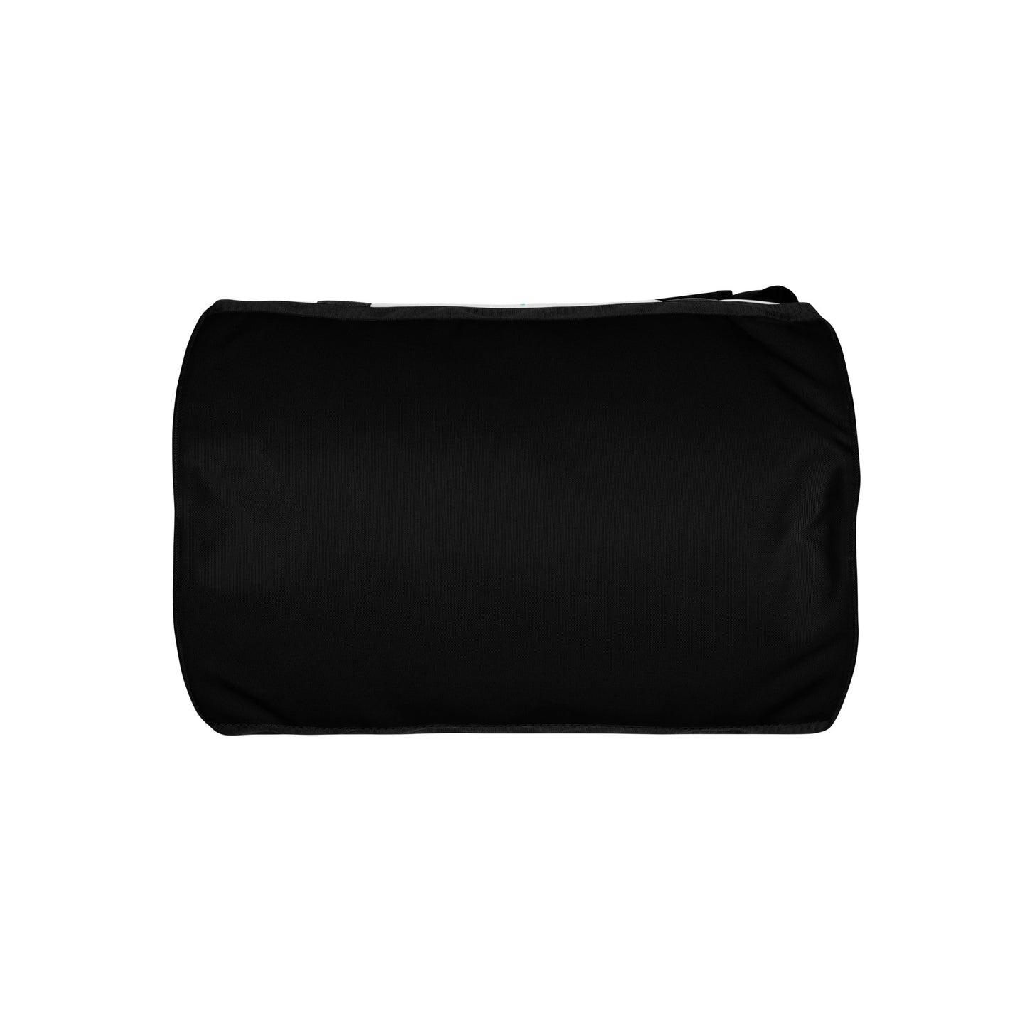 Black gym bag with white accents featuring the Gym Bag – I Love Christ (Black & White) design, a faith-inspired accessory celebrating purpose-driven messaging and melanin-rich imagery.