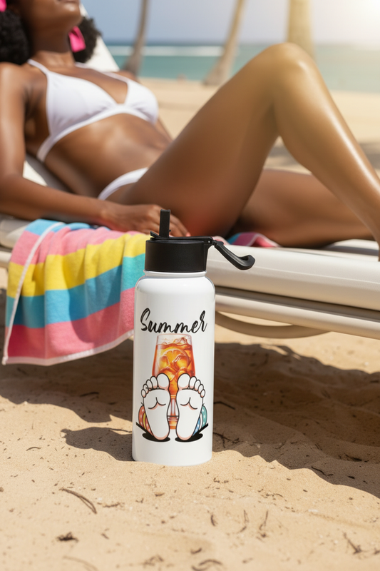 Barefoot Bliss – Bottle & Towel Close Up