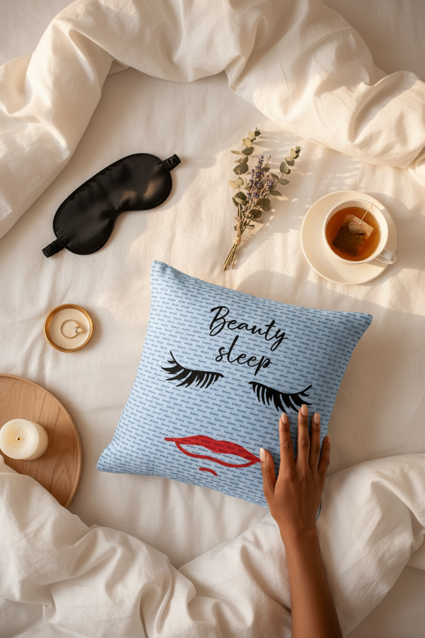 Beauty Sleep Pillow – Overhead Flat Lay