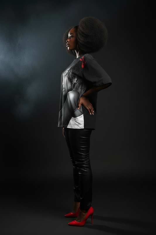 Black Queen Portrait Tee - Side Matched
