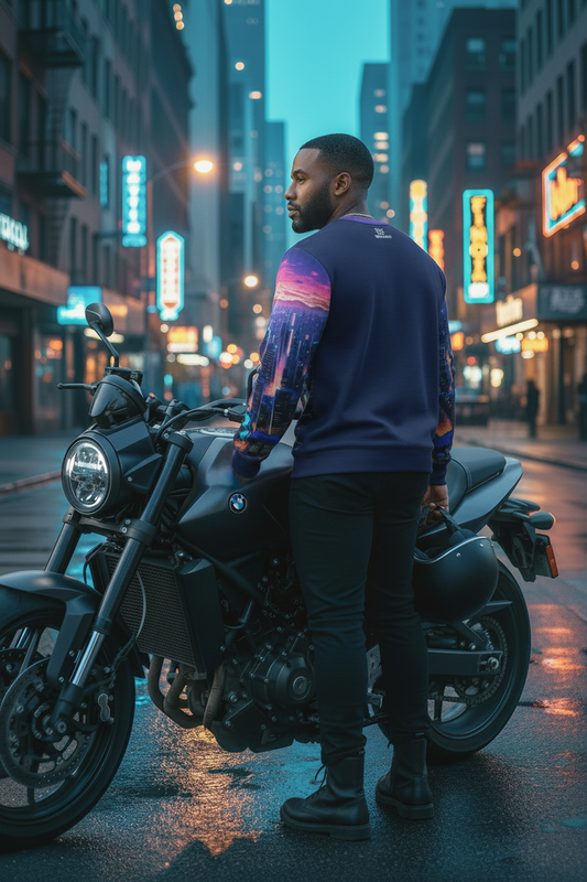 City Skyline – Standing Beside Bike, Back