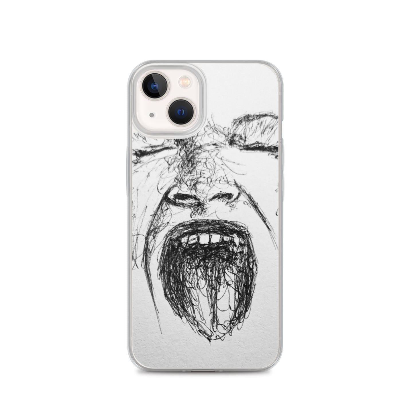 She Screams Clear iPhone® Case featuring a bold black sketch of a face screaming, blending unique melanin-rich artwork with faith-inspired, purpose-driven messaging.