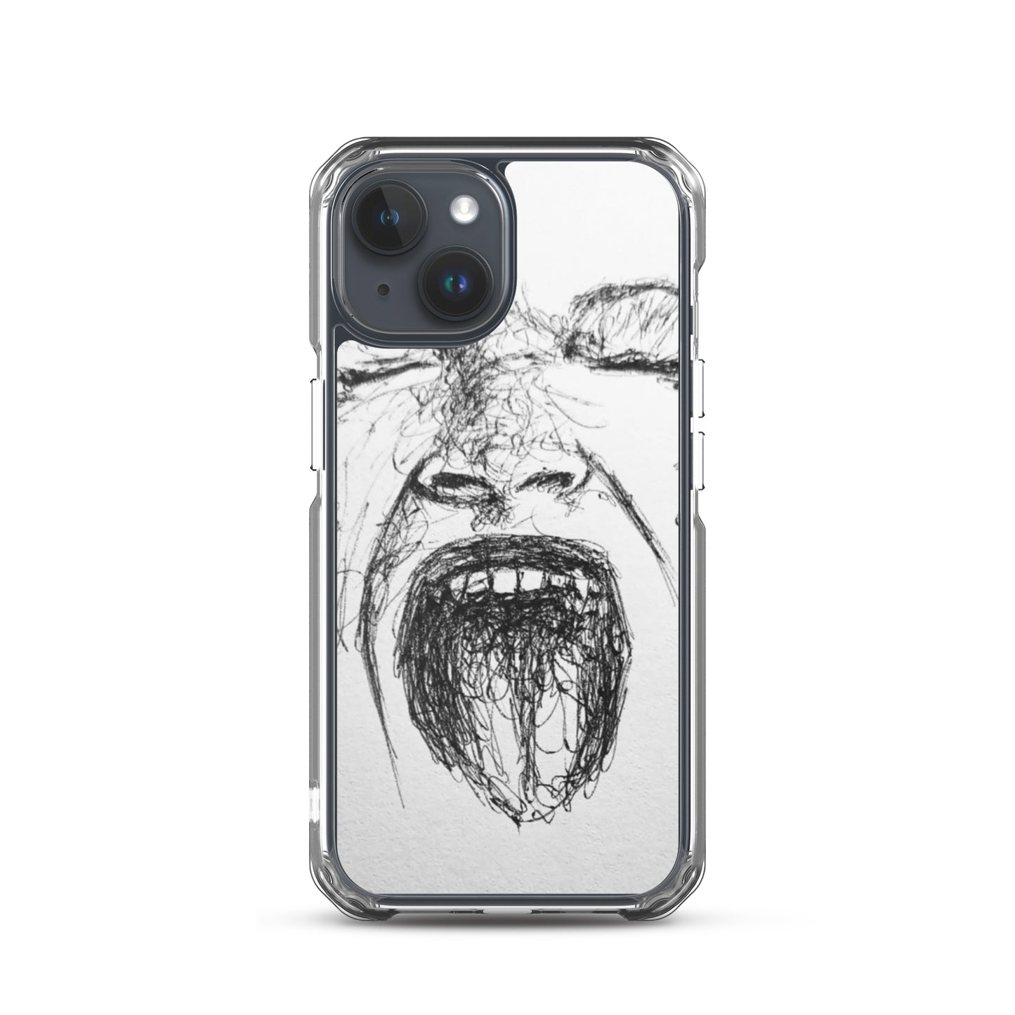 She Screams Clear iPhone® Case featuring a bold sketch of a face screaming, designed with purpose-driven messaging and faith-inspired appeal for melanin-rich imagery lovers.