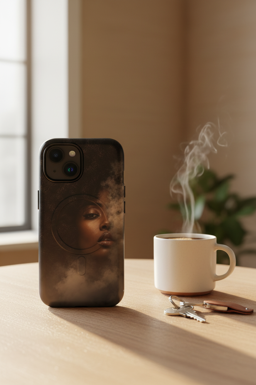Cloud Afro Case - Table with Keys and Coffee