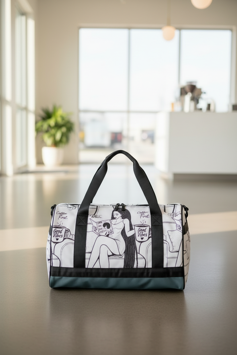 Coffee First Always Gym Bag — Solo Floor Shot
