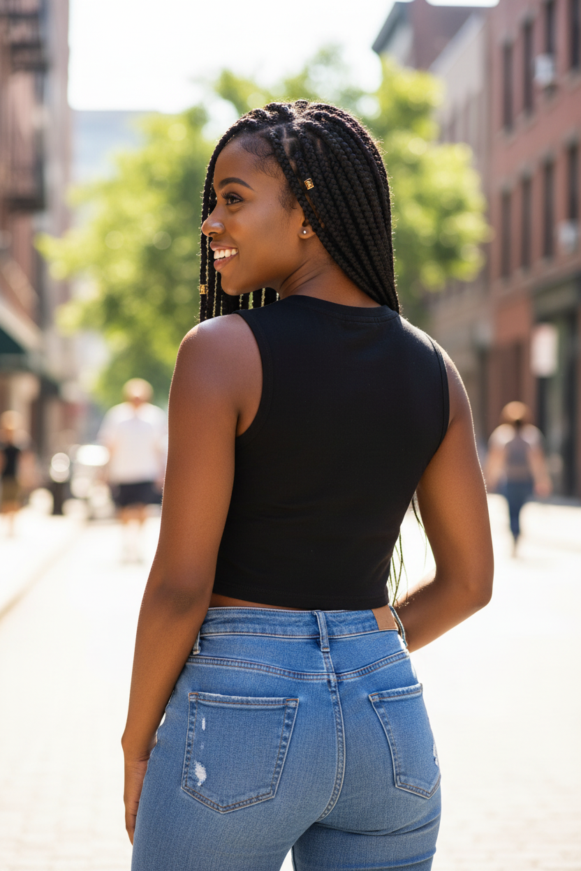 Crop Top Plain Black Back