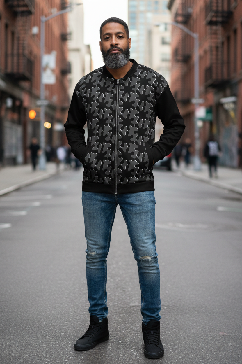 Dark Camo Puzzle Bomber - Front