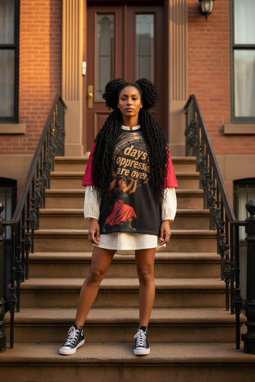 Days of Oppression Tee – LONG Hair Front