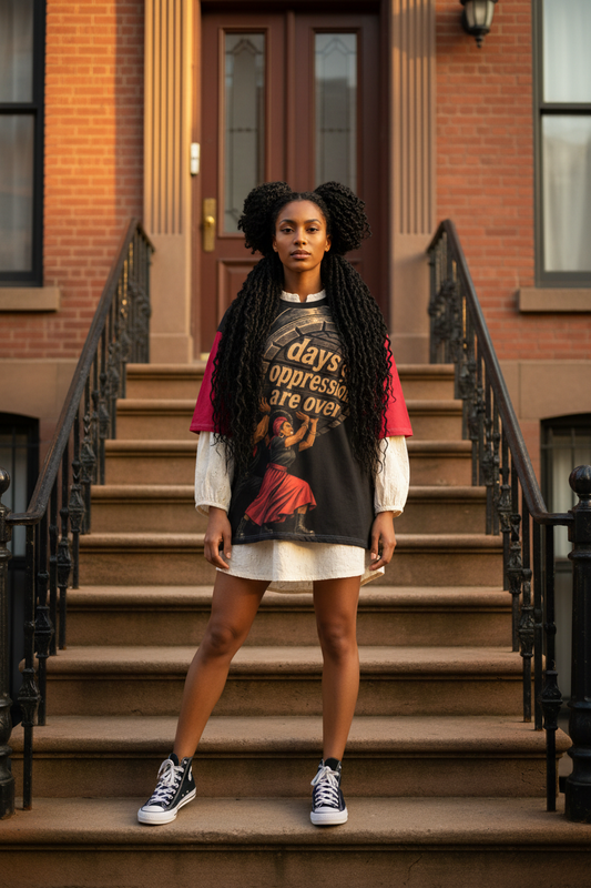 Days of Oppression Tee – LONG Hair Front