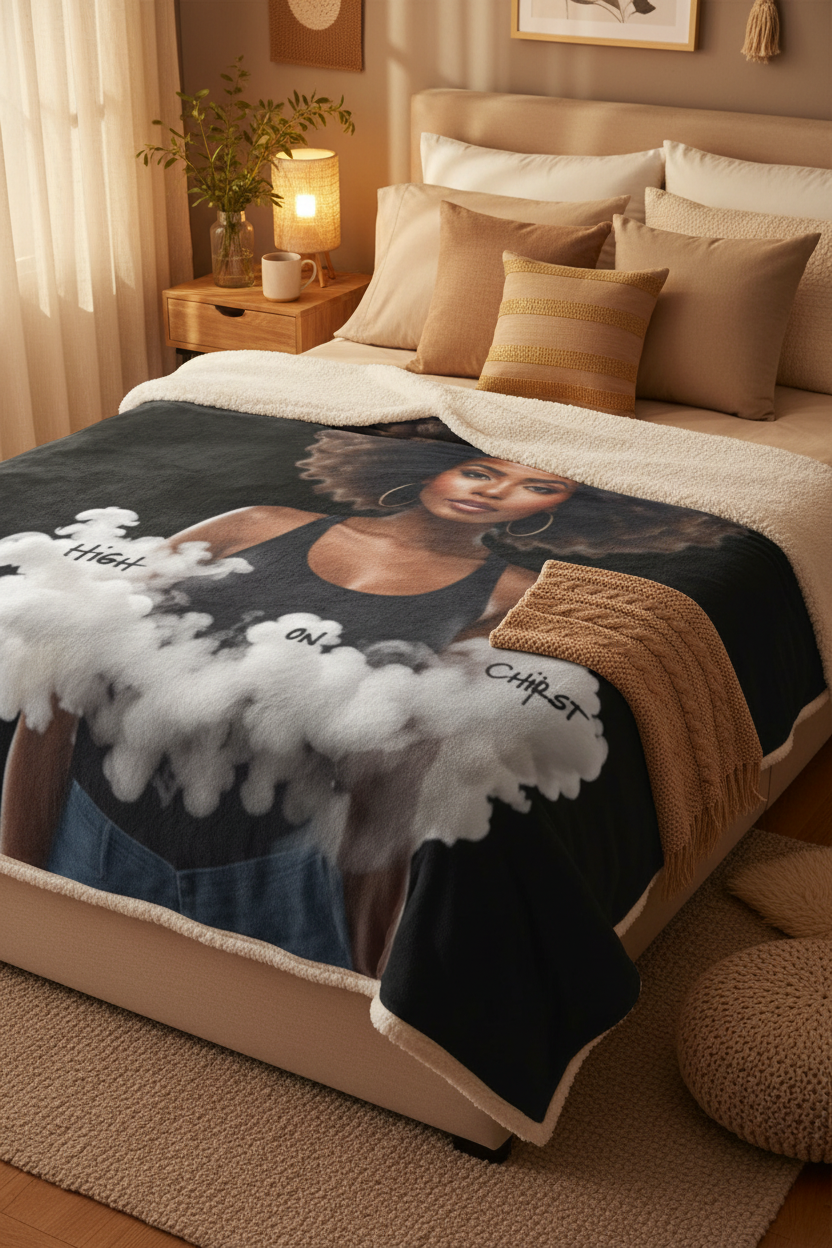 High on Christ – Full Blanket on Bed