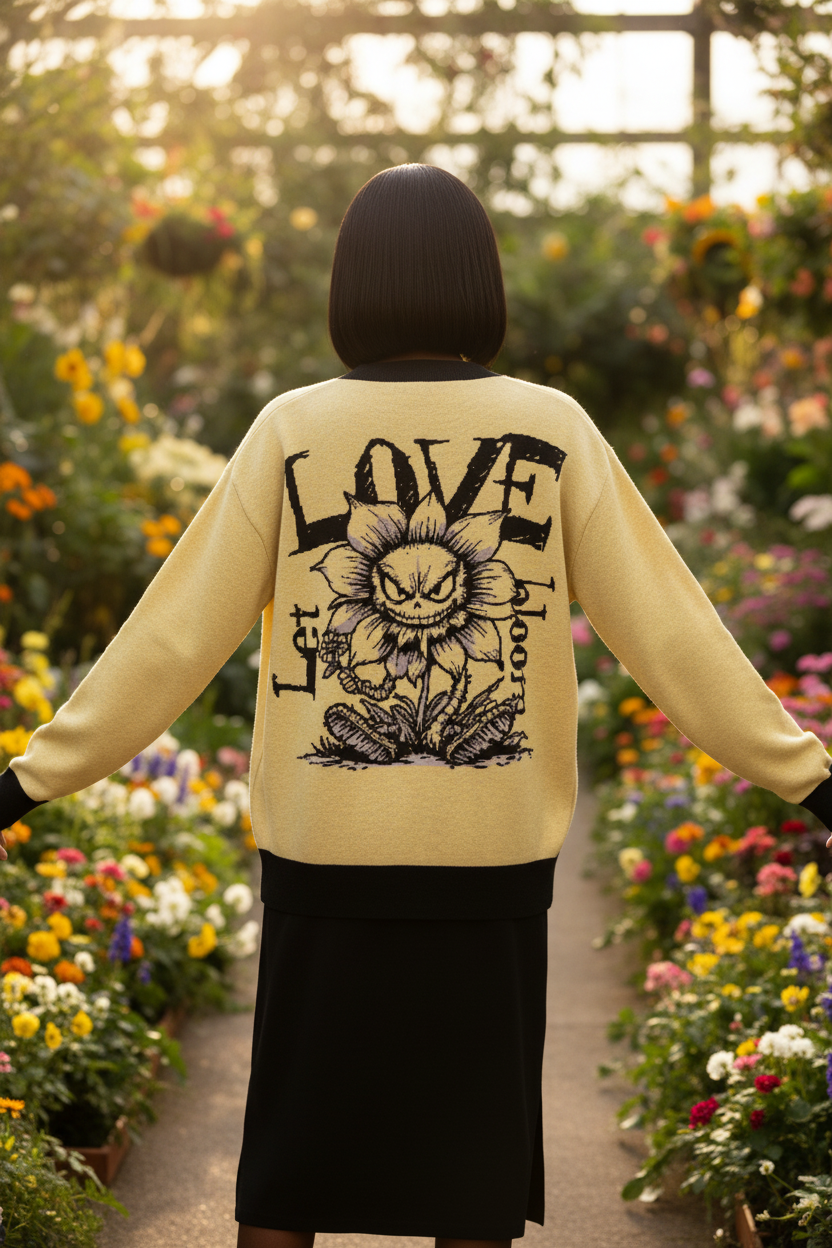 Knitted Cardigan Mad Flower – Back