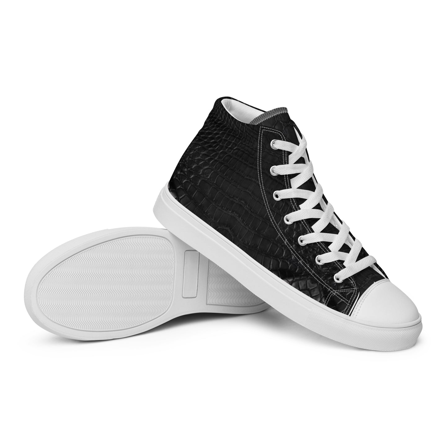 Men's high top canvas sneakers in white – One Love design, front right view – Items Less Mentioned