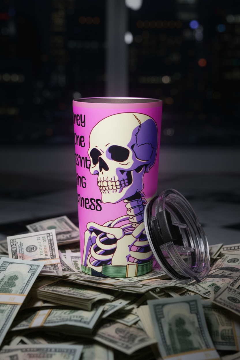 Money Alone Tumbler – Tight Front & Back Shot