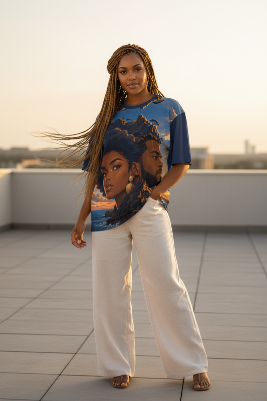 Navy Sunset Couple Tee Lifestyle