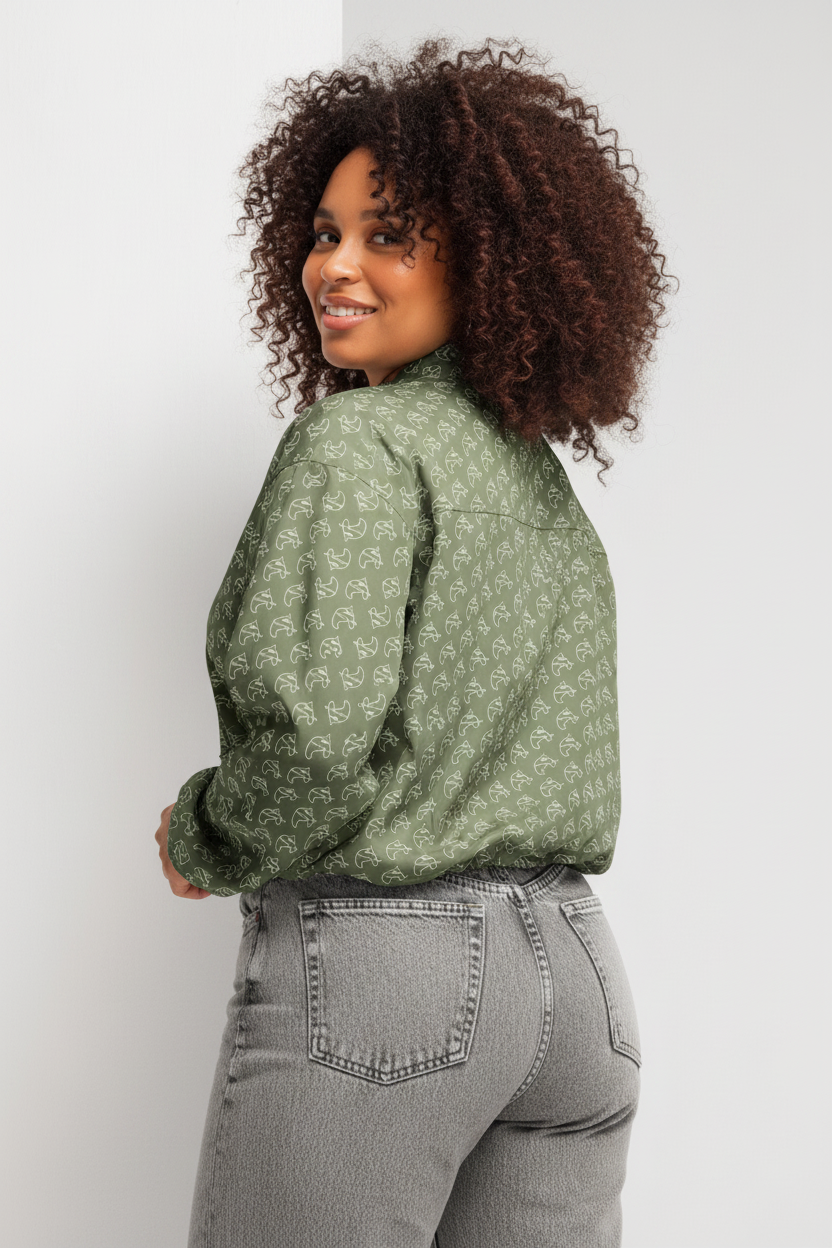Olive Green Windbreaker - Back