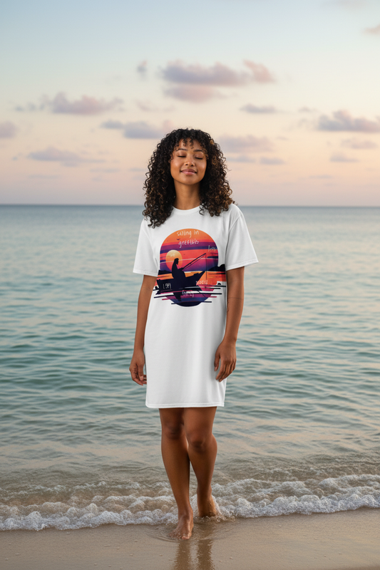 Peace on the Water T-Shirt Dress - Lifestyle