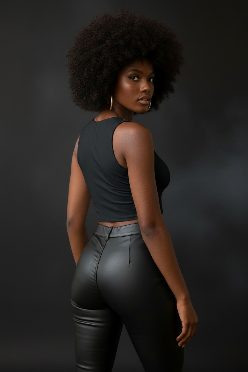 Queen Afro Crop - Back Plain