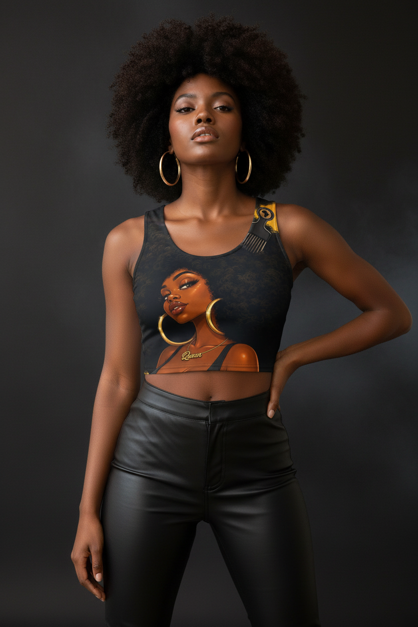 Queen Afro Crop - Front Moody
