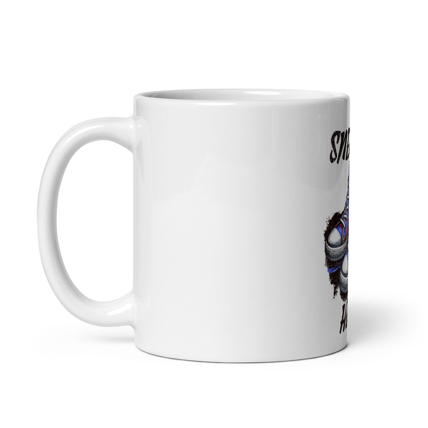 White ceramic Mug – Built Different, Kicks Edition featuring a colorful sneaker graphic, faith-inspired purpose-driven messaging, and melanin-rich imagery.