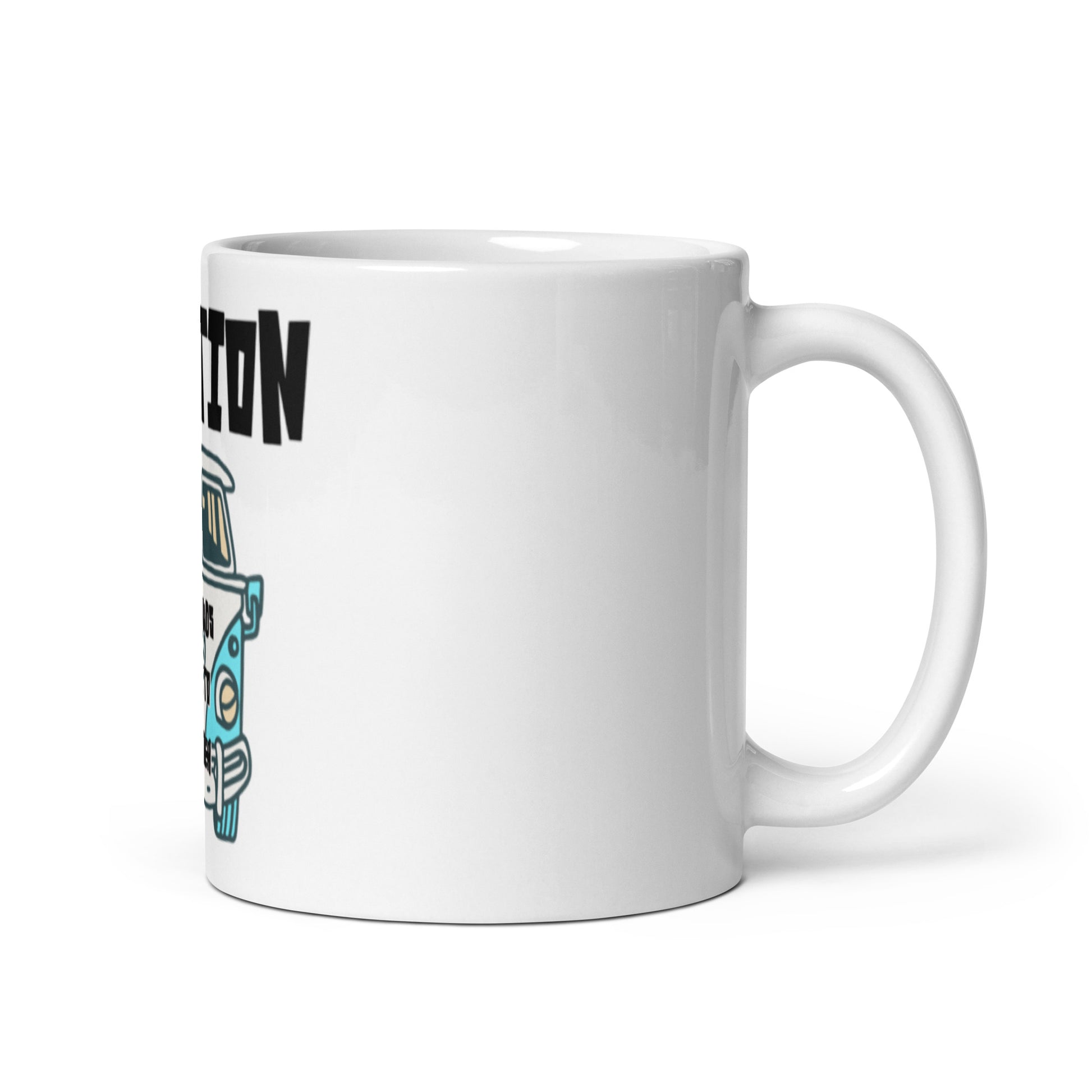 White glossy ceramic Mug – All Roads Lead to Yahweh with handle on the right, featuring purpose-driven messaging and faith-inspired design for inspirational Christian gifts.