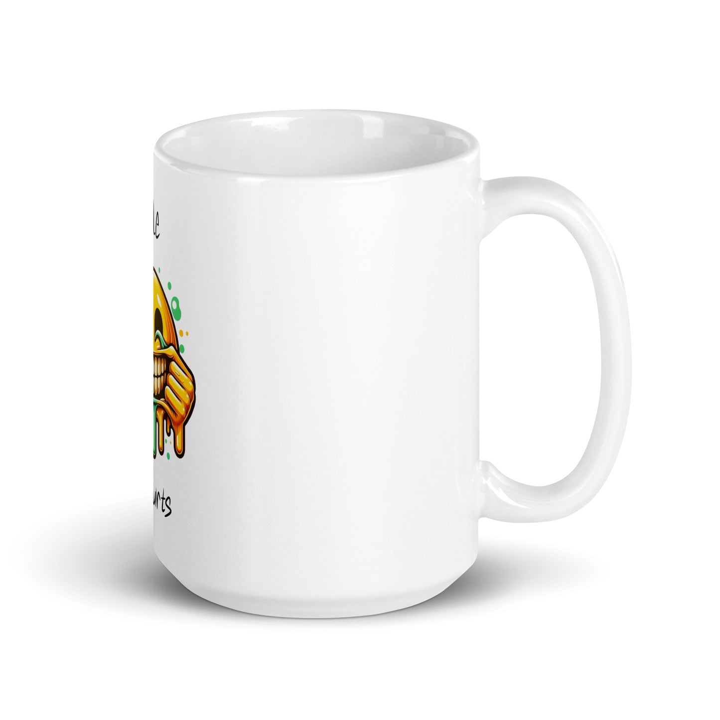 White glossy ceramic Mug – Everything Is Fine with a colorful, faith-inspired design featuring purpose-driven messaging and melanin-rich imagery, ideal for inspirational Christian gifts.