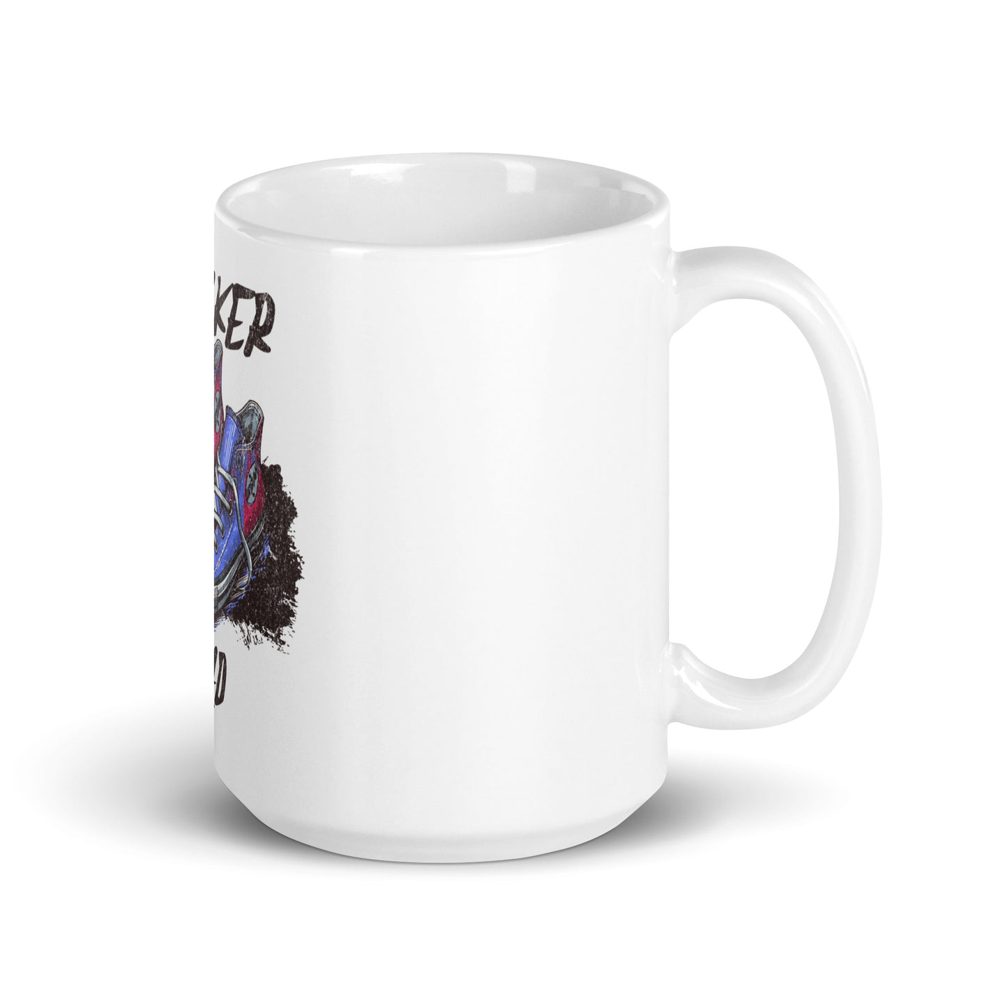 White glossy ceramic Mug – Built Different, Kicks Edition featuring melanin-rich imagery and purpose-driven messaging, ideal for faith-inspired coffee moments.
