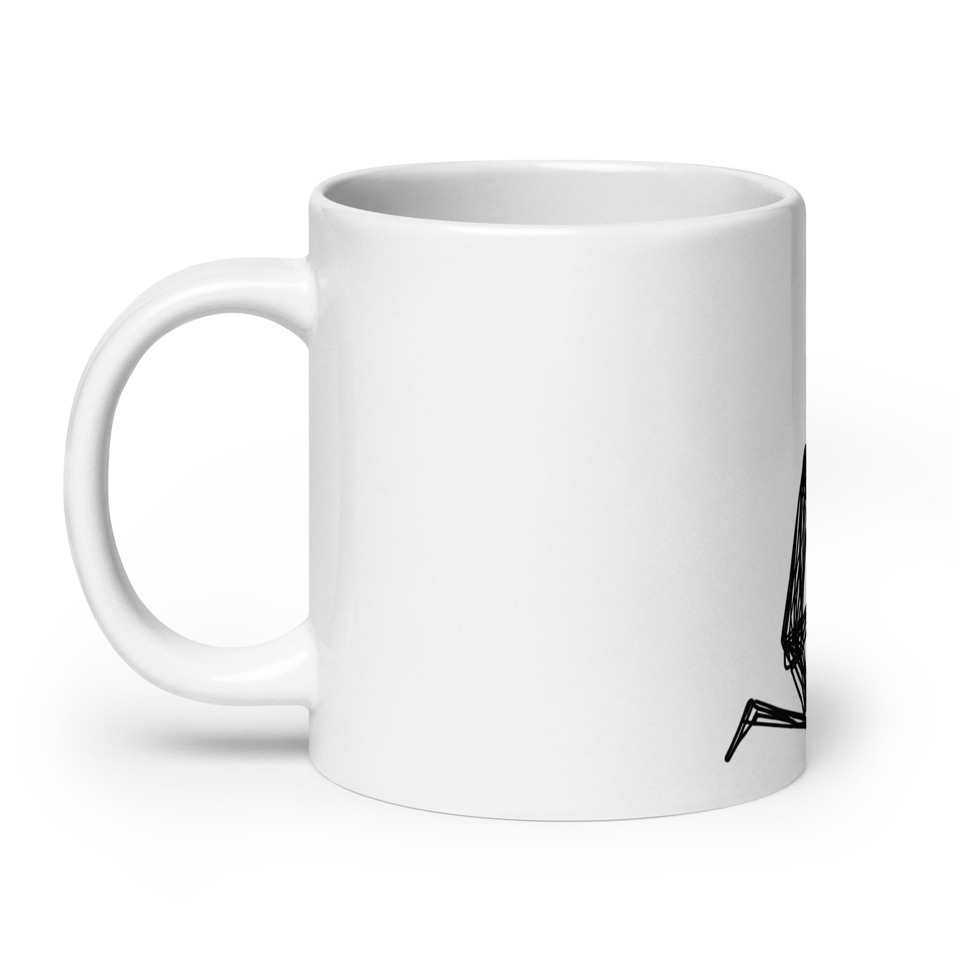 White glossy ceramic mug – Prayer Warrior with handle on the left, featuring faith-inspired design and purpose-driven messaging for inspirational Christian gifts.