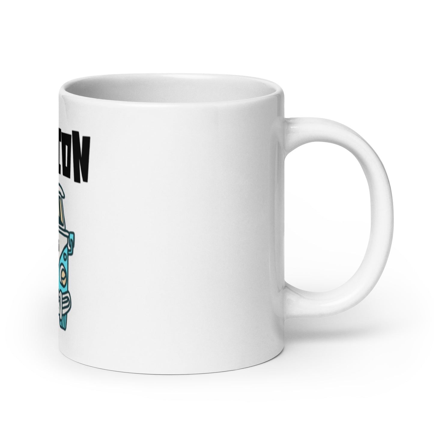 White glossy ceramic Mug – All Roads Lead to Yahweh with handle on the right, featuring faith-inspired design and purpose-driven messaging for inspirational Christian gifts.