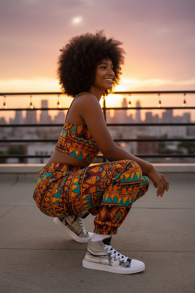Women's High Top Canvas Shoes – Afro Dream – Rooftop Sunset