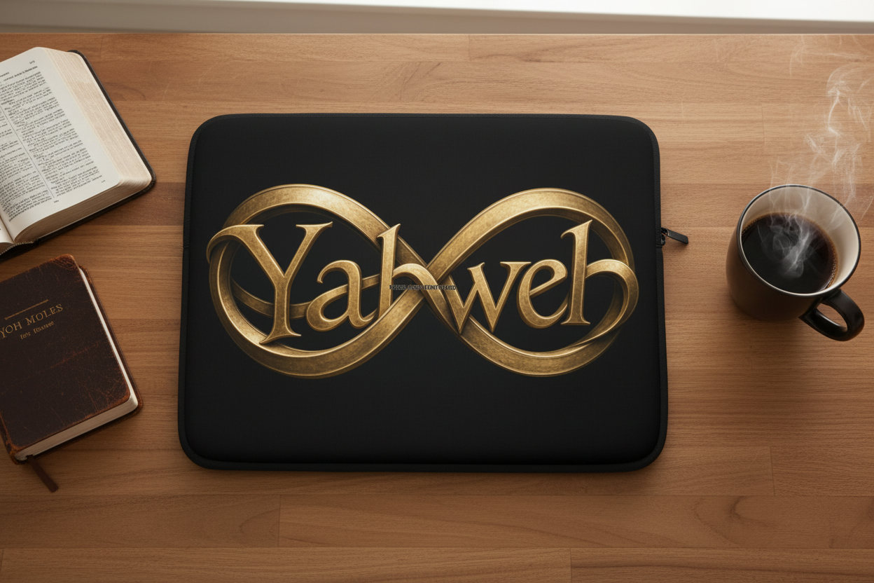Yahweh Infinity Laptop Sleeve – Bible & Coffee