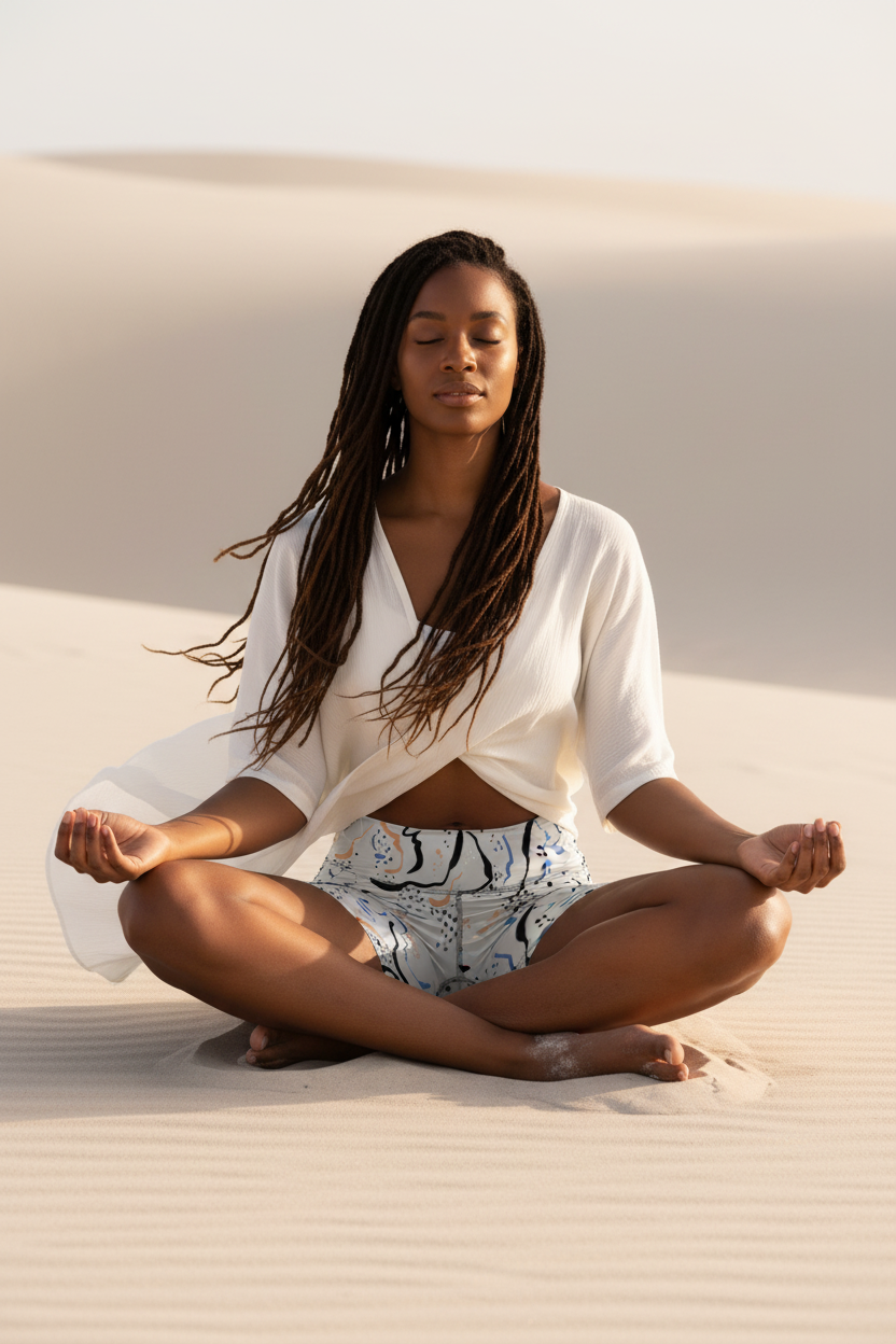 Yoga Shorts Wavy – Sand Meditation